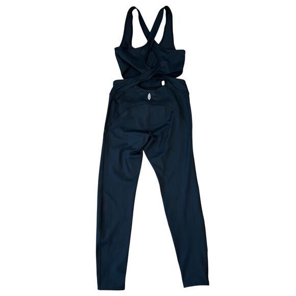 Free People Movement Black Back It Up Onesie Athletic Jumpsuit Bodysuit (Sz XS) - Picture 3 of 8